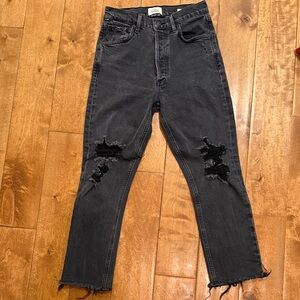 Citizens Of Humanity Black Distressed Ankle Jeans